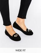 New Look Wide Fit Real Leather Tassel Moccasin - Black