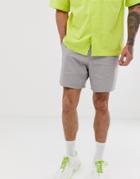 Asos Design Slim Shorts In Gray Linen Mix With Heavy Wash