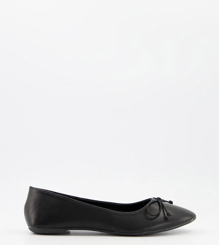 Truffle Collection Wide Fit Easy Ballet Flats In Black