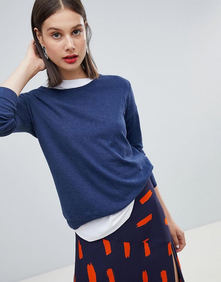 Esprit Oversized Round Neck Lightweight Sweater - Navy
