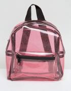 Missguided Transparent Glitter Backpack - Pink