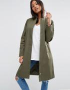 Asos Trench With Minimal Styling - Green