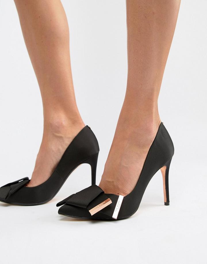 Ted Baker Bow Detail Satin Heeled Pumps - Black