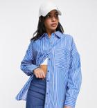 Influence Petite Poplin Shirt In Blue Stripe