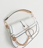 River Island Saddle Bag With Chain Detail In White - White