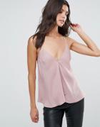 Asos Barely There Cami With Split Front - Purple