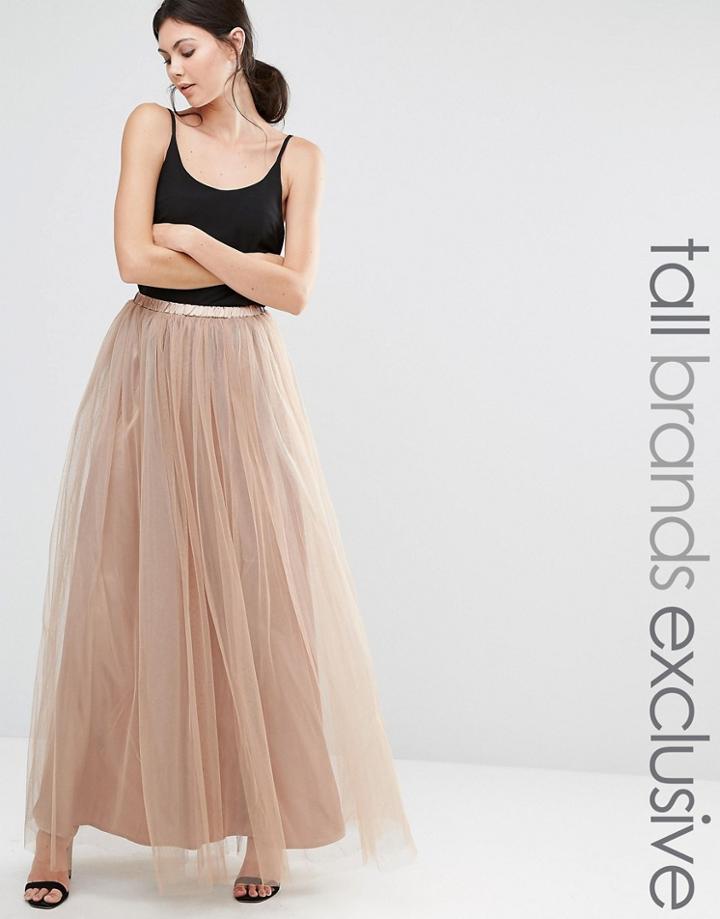True Decadence Tall All Over Tulle Full Maxi Skirt - Tan