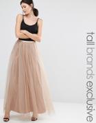 True Decadence Tall All Over Tulle Full Maxi Skirt - Tan