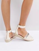 Asos Just A Minute Chain Studded Espadrilles - White