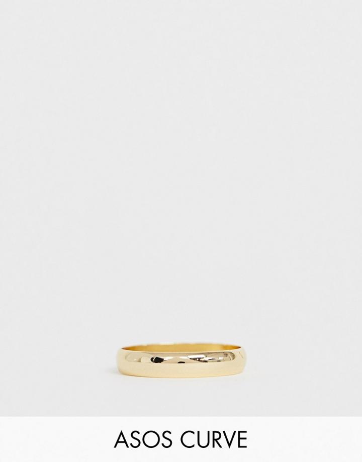 Asos Design Curve Minimal Ring In Gold Tone - Gold