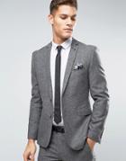 Burton Menswear Slim Suit Jacket In Tweed - Gray