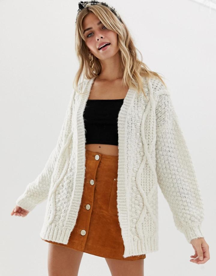 Miss Selfridge Bobble Cardigan In Cream - Cream