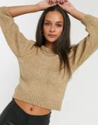 Only Sweater With Balloon Sleeve In Brown-blue