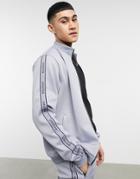 Mauvais Coordinating Track Jacket With Tape Detail In Gray-grey