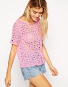 Asos Crochet Tee - Pink