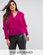 Fashion Union Plus Blouse With Ruffle Layers In Sheer Fabric - Pink