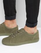 Asos Lace Up Sneakers In Khaki - Green
