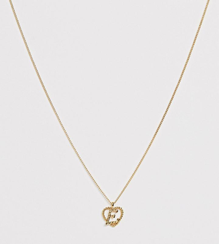 Reclaimed Vintage Inspired Gold Plated E Initial Pendant Necklace - Gold