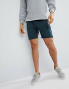 Asos Design Slim Chino Shorts In Bottle Green - Green