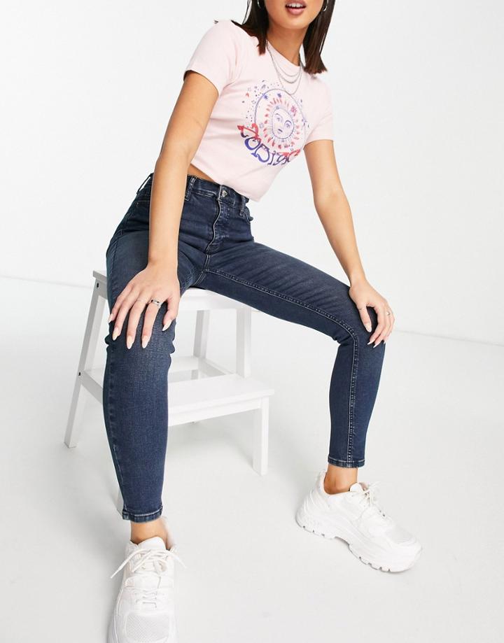 Topshop Jamie Jeans In Blue Black-blues
