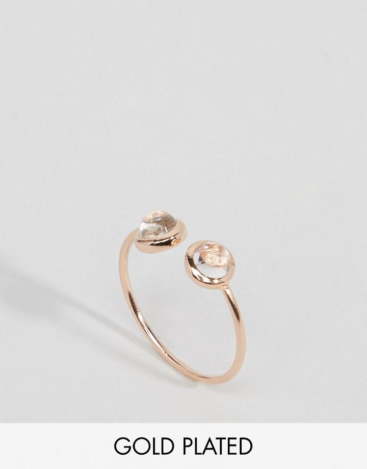 Asos Rose Gold Plated Sterling Silver Open Stone Ring - Rose Gold