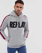 Replay Logo Overhead Hoodie In Gray - Gray