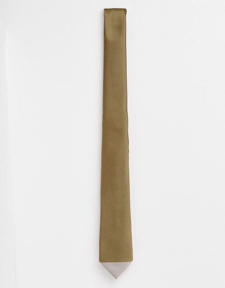 Asos Slim Tie In Gold With Contrast Tip - Gold