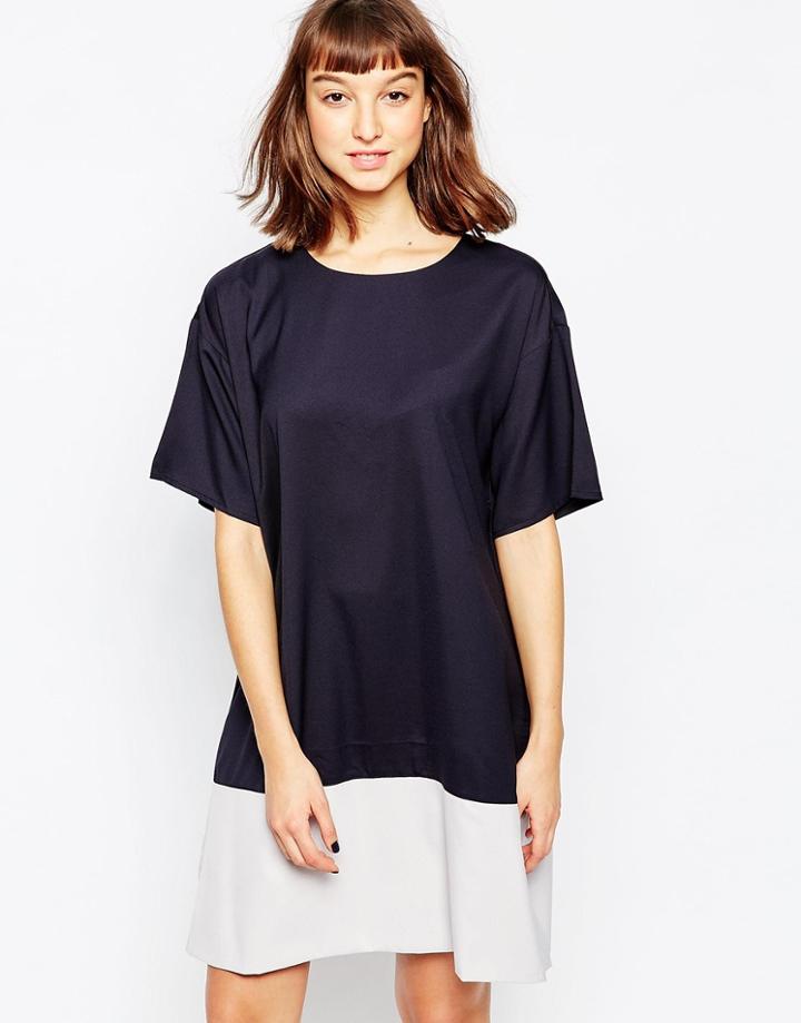 Minimum Color Block Shift Dress - 695 Winther Blue