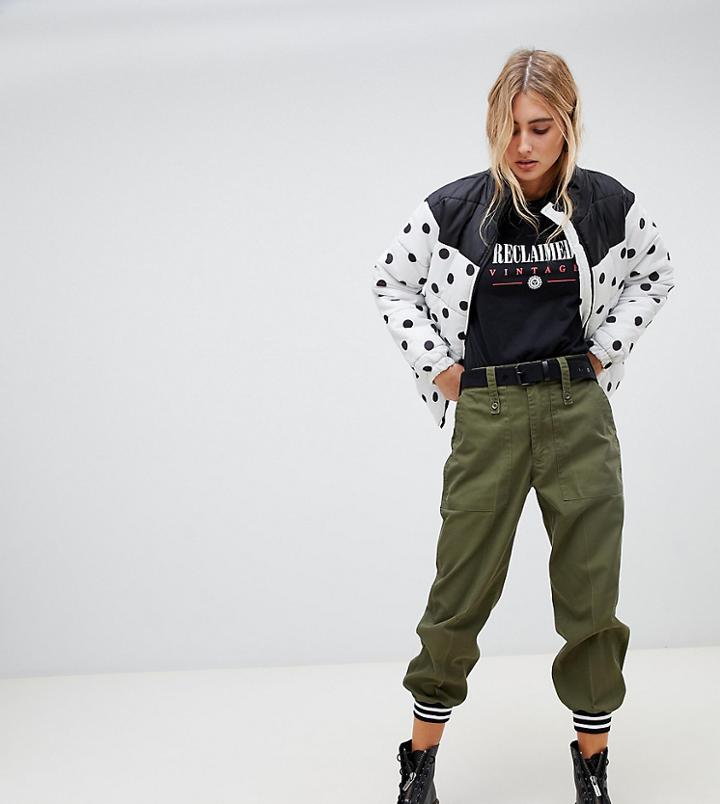 Reclaimed Vintage Inspired Cargo Jogger With Tipped Cuff - Green