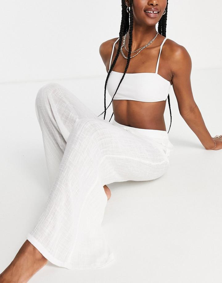 Topshop Wide Leg Beach Pants In White