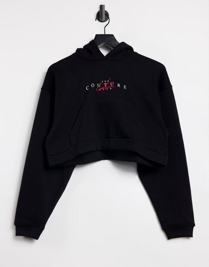 The Couture Club Archive Logo Cropped Tracksuit Hoodie-black
