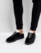 Asos Retro Sneakers In Black Velvet - Black