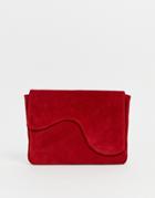 Asos Design Suede Assymetric Clutch Bag - Red