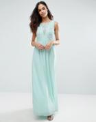 Club L Bridesmaid Maxi Dress With Rose Embroidery - Blue