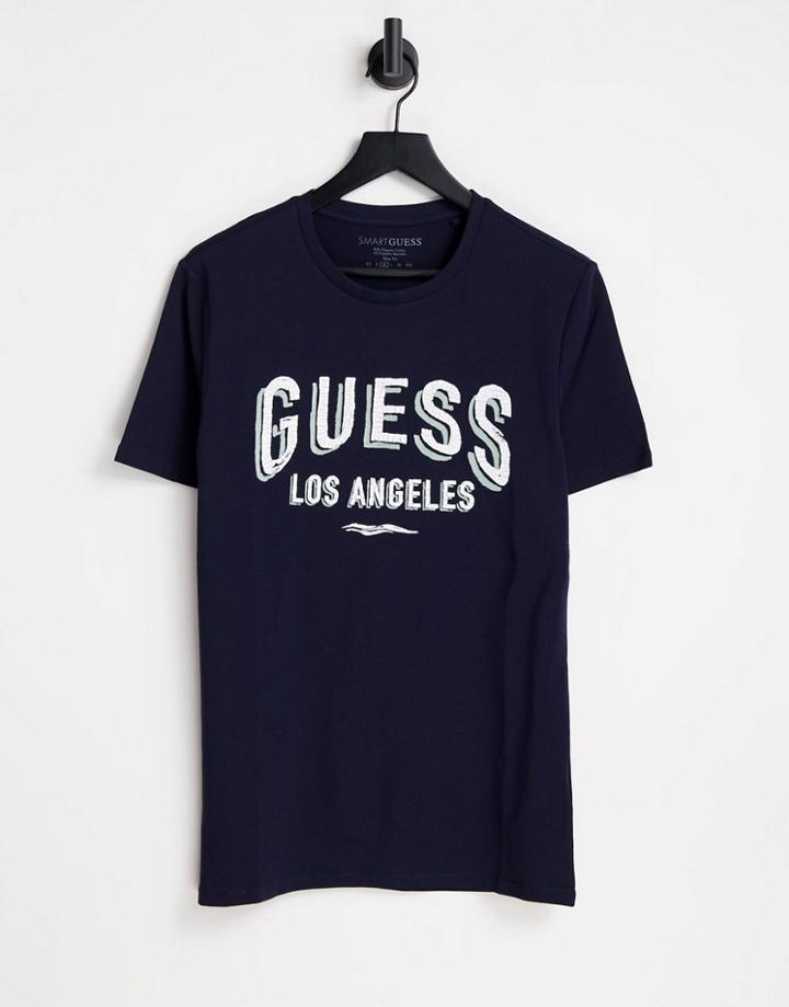 Guess T-shirt With Collegiate Logo In Blue