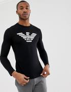 Emporio Armani Large Logo Long Sleeve Top In Black - Black