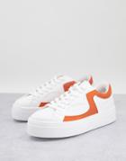 Topshop Craft Lace Up Sneakers In Orange-white