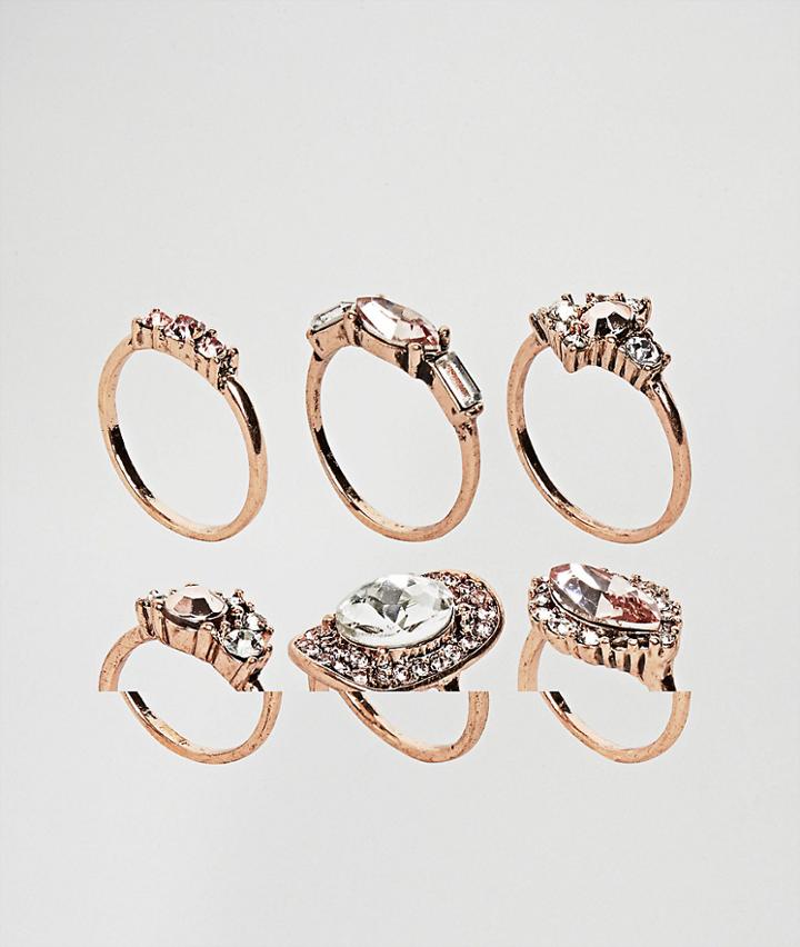 Aldo Chydda Rose Gold Gem Multipack Rings - Gold