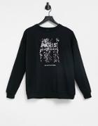 River Island Paris Sequined Slogan Sweatshirt In Black
