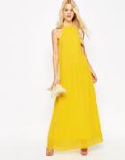 Asos High Neck Swing Maxi Dress - Yellow