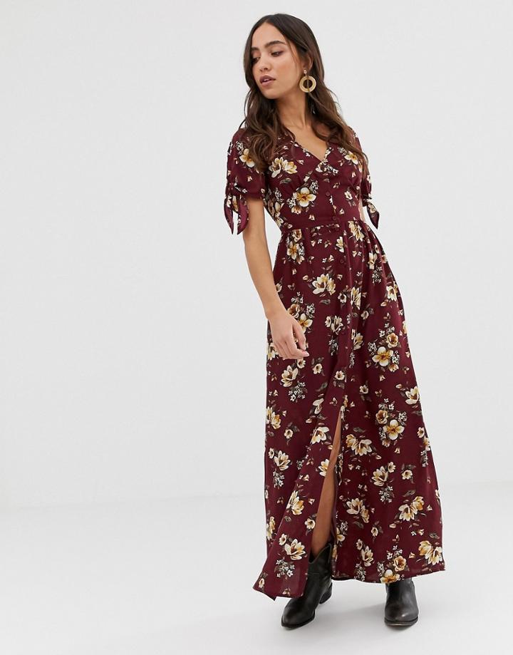 Band Of Gypsies Floral Print Maxi Dress-multi