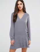 Sisley Mini Dress With Pleated Skirt - Gray