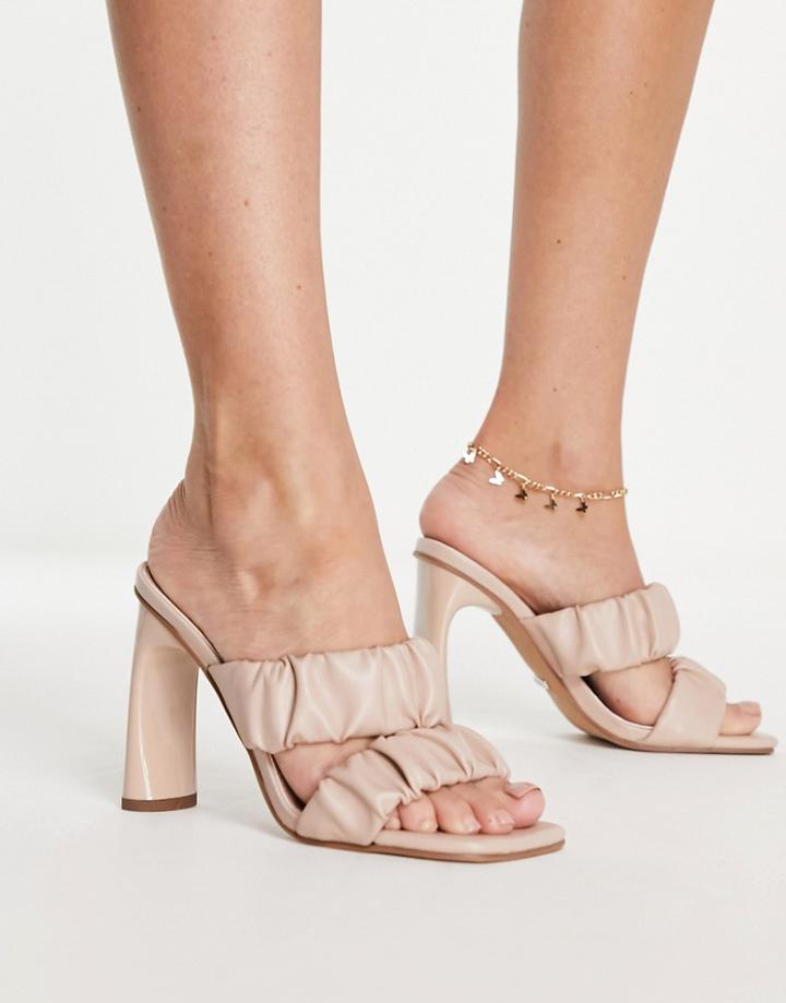 Topshop Rumi Ruched Mule In Buttermilk-white