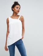 Asos Asymmetric Cowl Back Tank - White