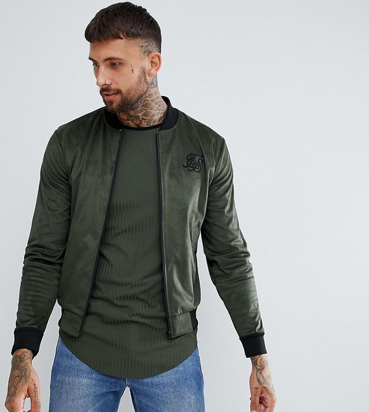 Siksilk Bomber Jacket In Khaki Exclusive To Asos - Green