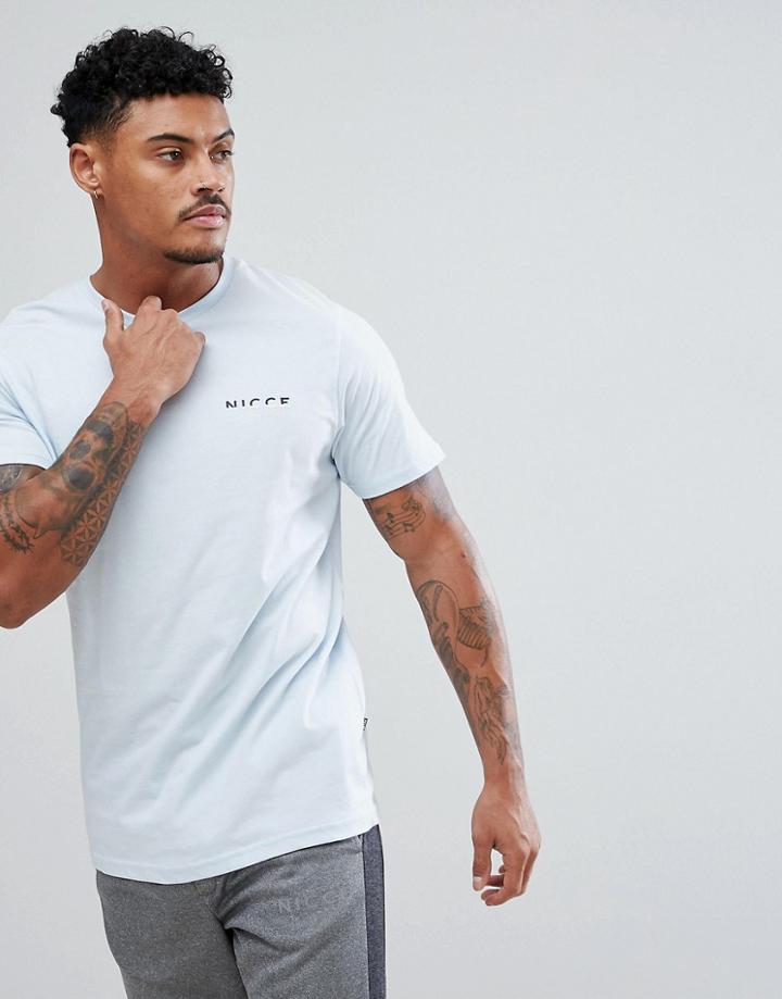 Nicce London T-shirt In Blue With Split Logo - Blue