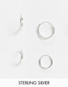 Status Syndicate Sterling Silver 2 Pack Hoop Earrings