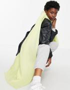 Asos Design Scarf With Raw Edge In Lime - Mgreen