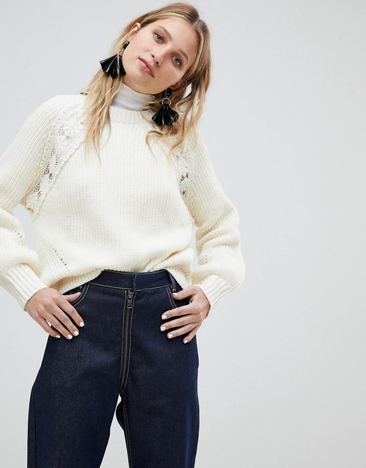 Mango Cable And Crochet Knitted Sweater - Cream