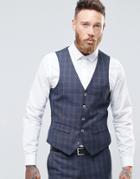 Harry Brown Windowpane Check Slim Fit Vest - Gray